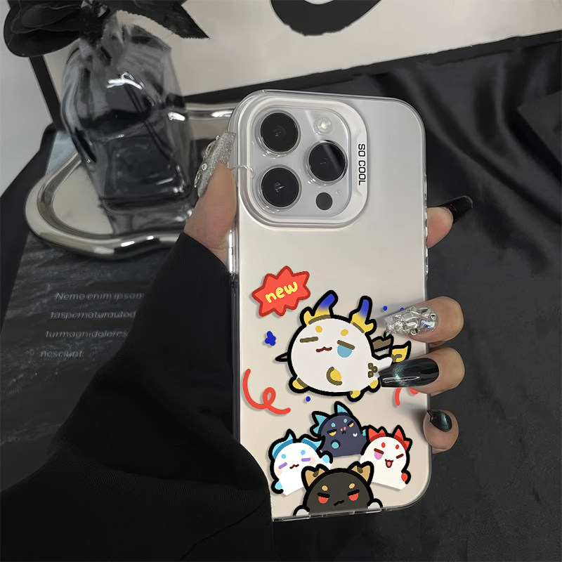 iPhone16Plus手机壳硬小米17max彩银苹果15ProMax适用真我NEO8ins风14可爱五只龙泡泡13mini创意一加ACE6小众