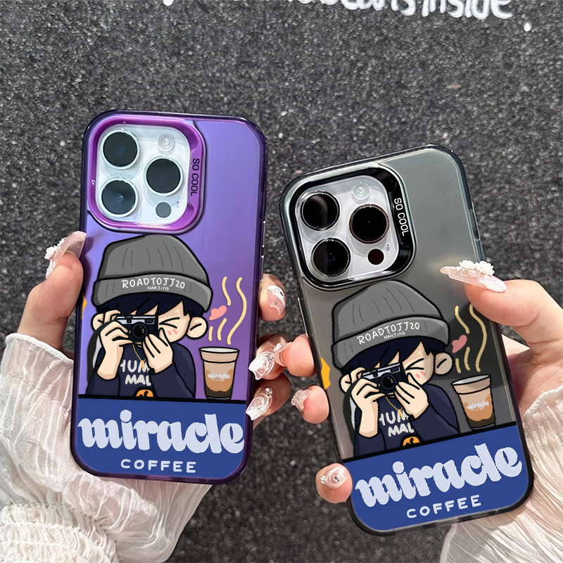 苹果16PLUS硬卡通iPhone12华为P80彩银小米14拍照林俊杰适用一加13T手机壳15ProMax荣耀X70创意红米TURBO4PRO