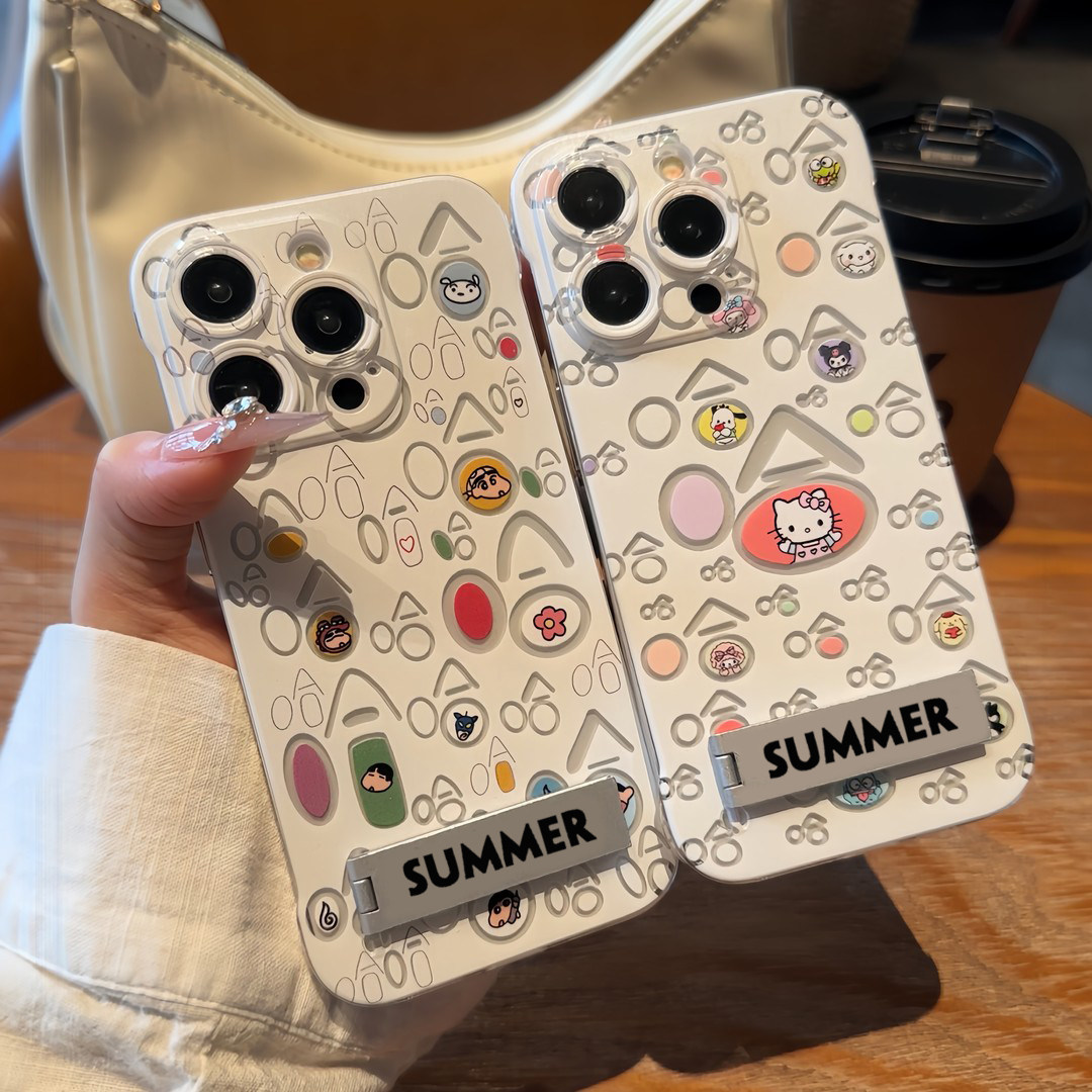 荣耀x60i哈小新凯蒂猫12透明华为小米OPPOa3苹果14promax无边框VIVO情侣iPhone15手机壳带支架16适用硬13超薄