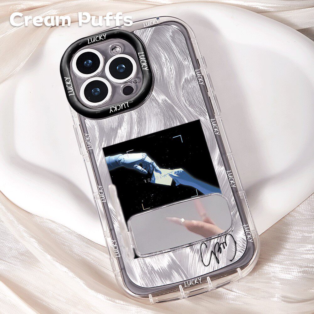 启示路邓紫棋华为MATE80小众iPhone16适用小米17pro带挂绳15plus手机壳荣耀WIN软苹果13镜子支架14ProMax创意