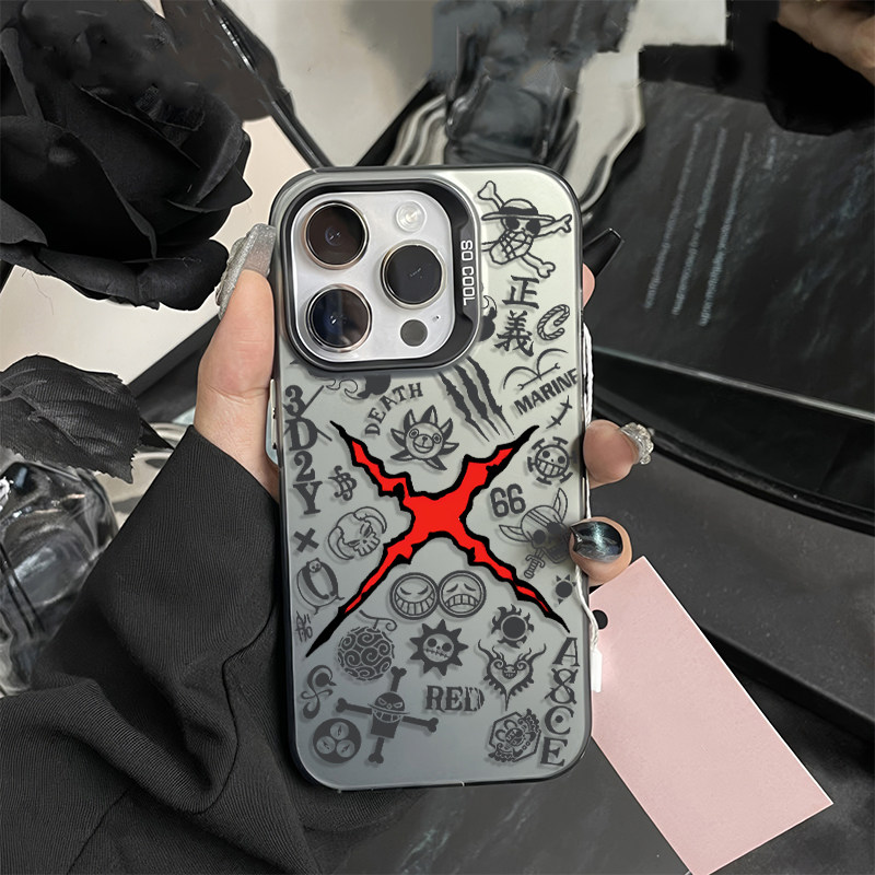 iPhone16手机壳硬苹果15Plus适用14海贼王标志OPPOK13TURBOPRO彩银17ProMax高级感真我GT8Pro创意一加ACE5pro