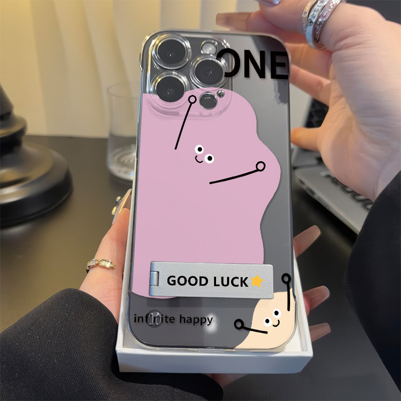 iQOO12高级感11创意怪兽透明苹果15ProMax超薄iPhone13手机壳带支架红米note14无边框硬16适用VIVO小众Findx8
