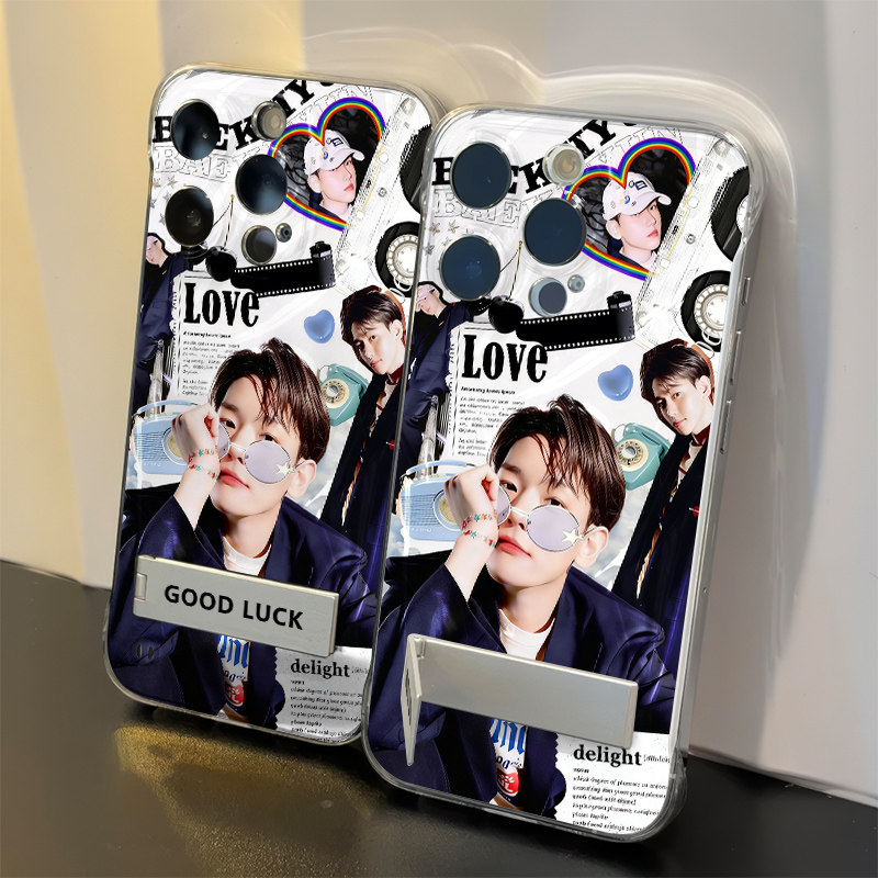无边框iPhone14苹果12小众带支架OPPORENO15透明超薄17硬13ProMax适用16PLUS高级感荣耀X70墨镜边伯贤:手机壳