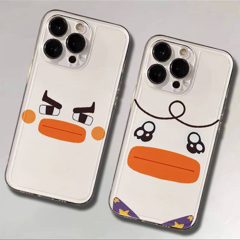 苹果15适用14Plus创意红米TURBO5鸭吉吉表情包13ProMax情侣iPhone16手机壳软17可爱IQOOz11TURBO透明VIVOx300