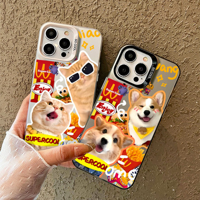 可爱iPhone17ProMax卡通苹果12华为Nova15适用M记柯基猫咪16Plus手机壳硬Reno14情侣VIVOx300s彩银13荣耀X80I