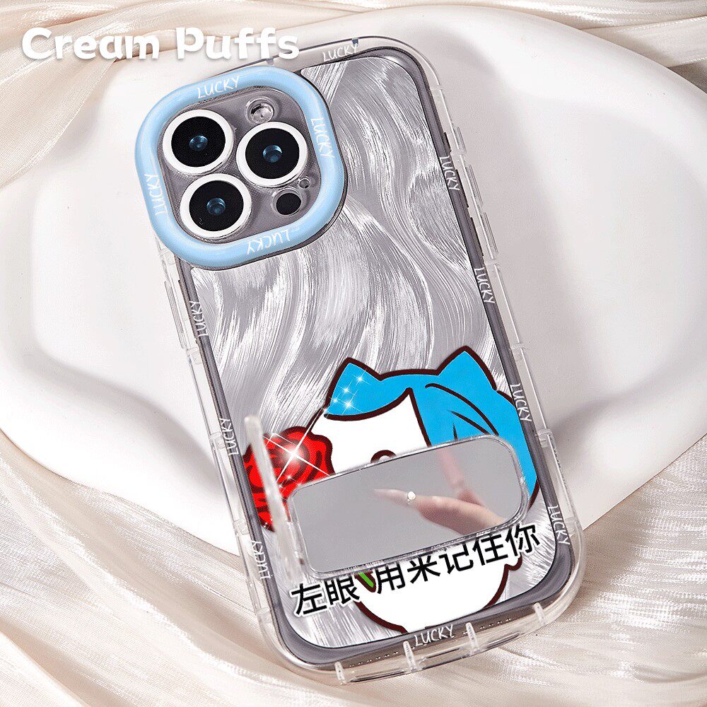 小八左眼用来记住你iPhone17带挂绳16plus手机壳OPPORENO15软可爱适用苹果13镜子支架14ProMax卡通红米TURBO5