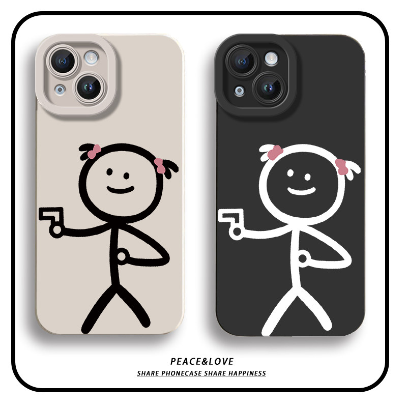 iPhone13拿枪火柴人14ProMax创意15个性OPPOFINDX9ULTRA适用苹果16Plus手机壳软17瞳眼红米TURBO4max高级感12