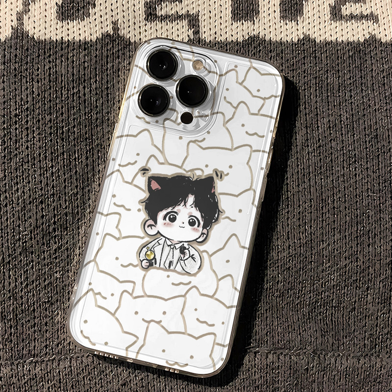 苹果12ProMax成毅猫耳朵iPhone17适用16PLUS卡通华为P70小米14可爱15手机壳一加13T透明软VIVOX200S荣耀POWER