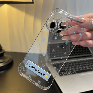 华为适用16雪花星星小米红米note14手机壳带支架VIVO荣耀iPhone13小清新超薄苹果透明硬12无边框15promaxOPPO