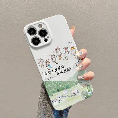 ins风适用iPhone17苹果13promax菲林手机壳14plus硬创意人生旷野猫咪适用华为NOVA16小清新适用红米NOTE15PRO