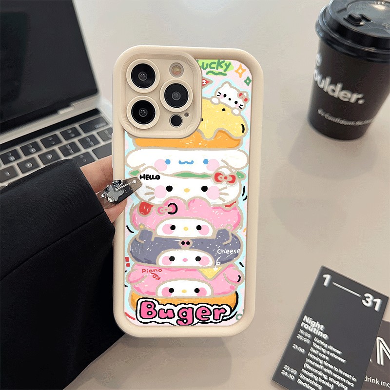 苹果16e糖果14plus汉堡kt猫VIVOIQOO15个性适用iPhone13手机壳12软17ProMax可爱真我NEO7TURBO卡通荣耀MAGIC8