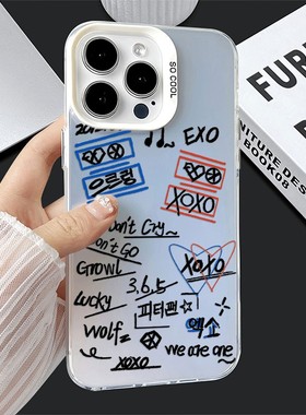 红米note14满屏涂鸦EXO小米17ProMax创意苹果16手机壳硬iPhone13周边15plus彩银OPPOFindx8适用12ins风iQOOz9