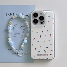 IQOOZ10TURBO苹果15简约适用13英文甜甜圈iPhone16E手机壳带挂绳OPPORENO14大孔硬12ProMax小众红米TURBO4PRO