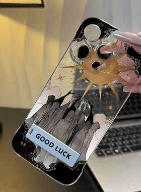 个性哥特风无边框iPhone12手机壳带支架1加13T适用NOTE14透明小米15苹果16ProMax超薄K80高级感X200S硬小众女