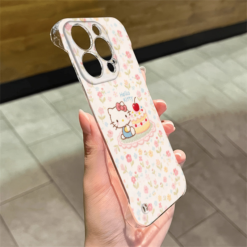 iPhone13透明12适用硬华为Mate70蛋糕凯蒂猫17ProMax手机壳带支架16高级感苹果15超薄14plus无边框华为Mate60