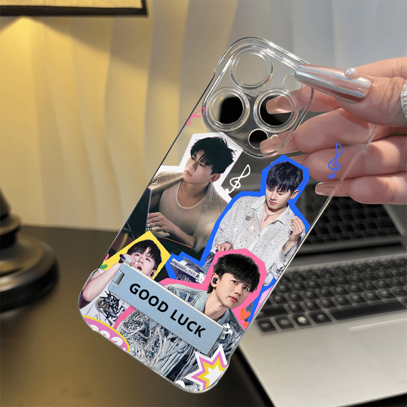 苹果16e超薄14PLUS高级感17无边框VIVOX300PRO拼接图张杰12手机壳带支架硬iPhone15一加ACE6周边适用13ProMax