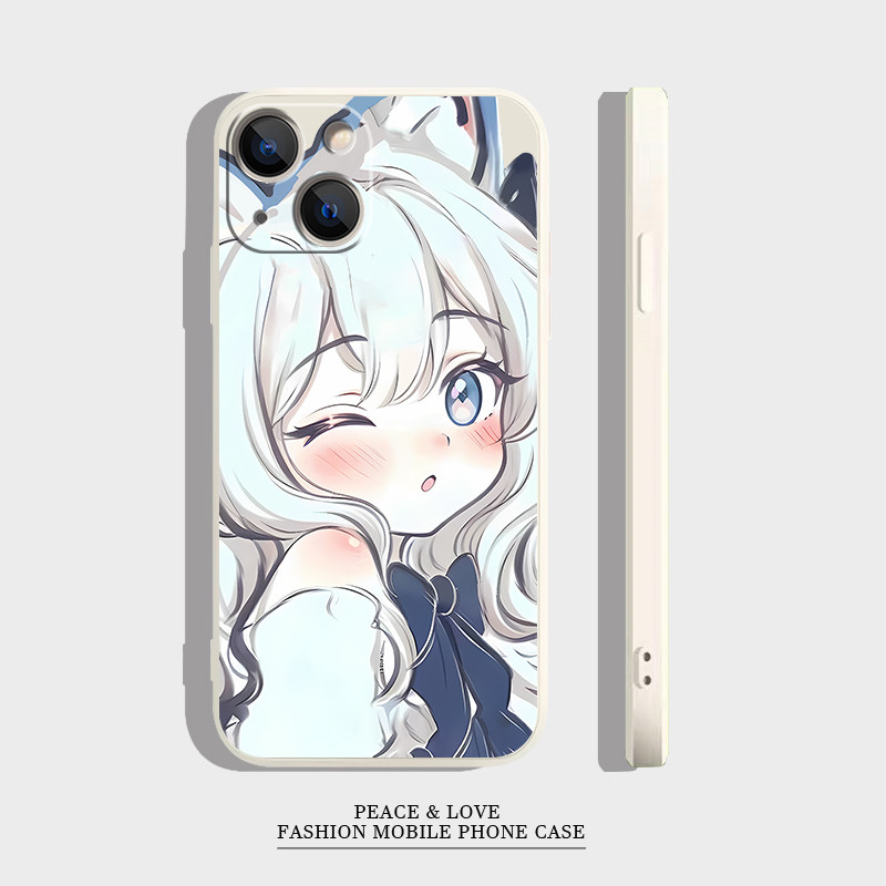 小米15SPRO可爱苹果17Air银发猫女孩16plus适用iPhone14卡通华为NOVA13pro手机壳12ProMax软VIVOIQOOZ10TURBO