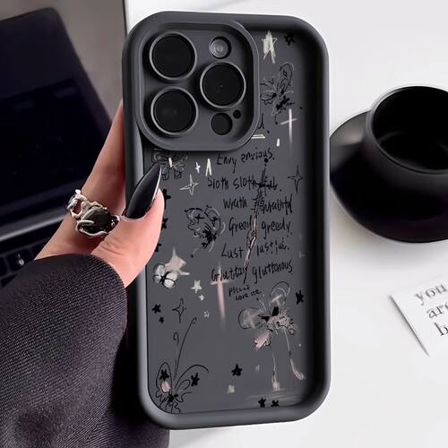 VIVOx100pro插画英文吉他苹果15plus手机壳软iQOO创意华为mate60适用OPPOReno12小米14荣耀X60I糖果iPhone16p