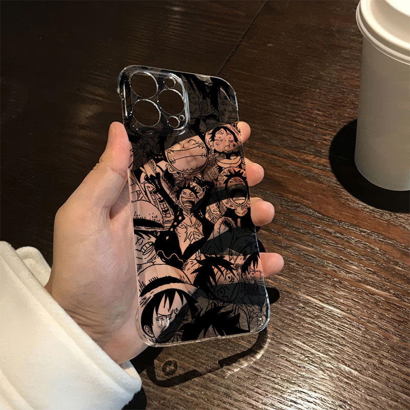 iQOOneo10动漫iPhone13手机壳带支架12高级感苹果16promax无边框15硬超薄14pm适用透明华为mate70路飞vivos20