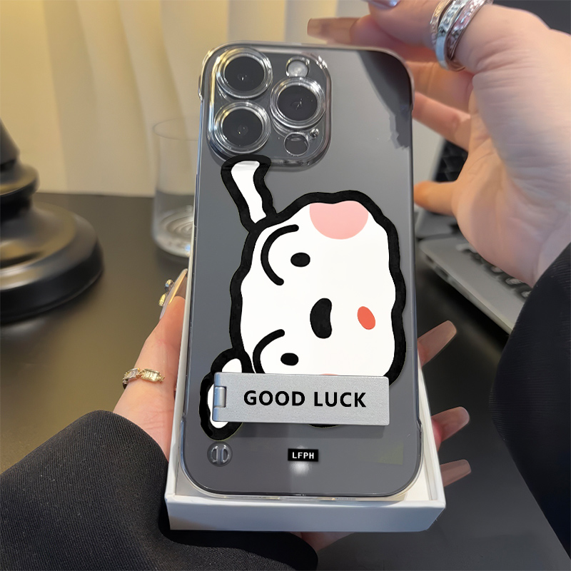 iPhone16透明15适用硬14plus无边框苹果13超薄手机壳带支架12ProMax高级感大头小白OPPOReno14VIVOY300一加13