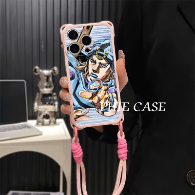 适用防摔透明15plus新款JOJO乔尼手机壳华为Mate70软reno14四角开孔13ProMax潮酷iPhone16斜挎手腕挂绳苹果12