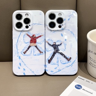 一加ACE5至尊版苹果13适用新款雪地情侣华为Nova14真我NEO7TURBO菲林16ProMax手机壳iPhone12硬15创意红米K80