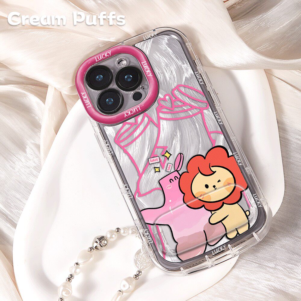 苹果16适用14plus王源演唱会HUG羽纱泡芙15ProMax带挂绳真我GT8镜子支架iPhone12手机壳软小米17少女心13周边