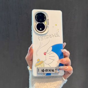 VIVOx200一加ace3pro华为哆啦a梦荣耀x60i彩银iPhone16手机壳带支架硬OPPOReno12苹果14promax小米15适用卡通