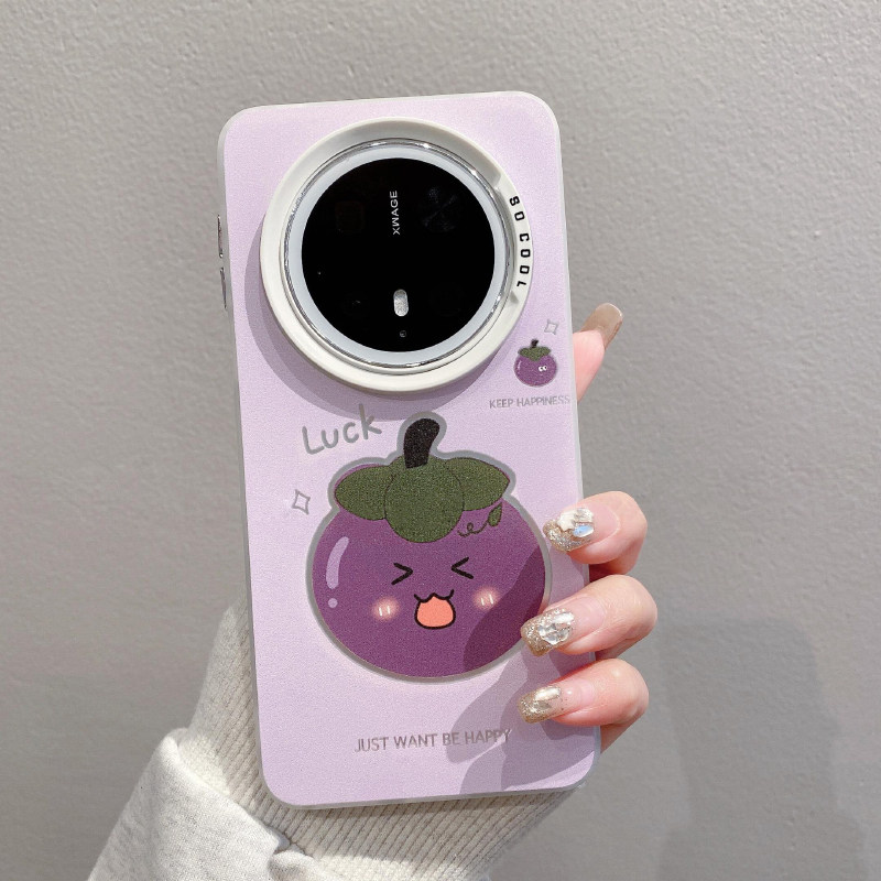 紫色茄子适用小米15ultra苹果16plus荣耀GT彩银iPhone14可爱手机壳硬12ProMax华为Nova13创意OPPOfindX8splus