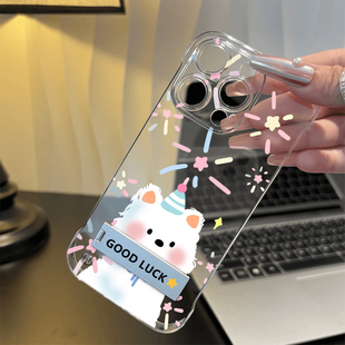 少女心16ProMax适用OPPOk11手机壳带支架14透明ins风超薄iPhone12苹果15高级感烟花小狗华为NOVA13无边框硬gt