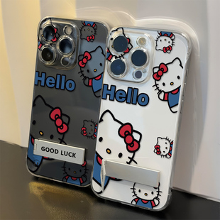 OPPOReno13手机壳带支架华为nova12适用红米TURBO4硬a5英文kt猫iPhone16高级感14promax超薄透明苹果15无边框