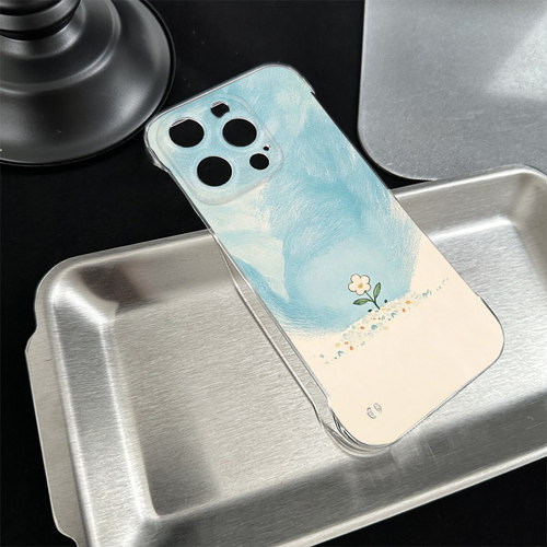 红米NOTE15ins风苹果17pro超薄iPhone13透明油画花朵硬手机壳OPPORENO16小众高级感无边框12ProMax适用14PLUS