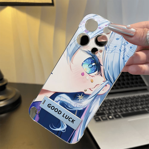 二次元知更鸟无边框iPhone13手机壳带支架NOTE14适用15Ultra透明K12S苹果16ProMax超薄S20高级感Y300硬动漫女
