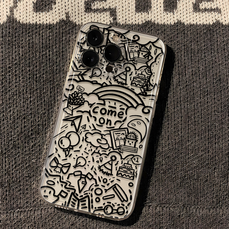 iPhone16适用个性12ProMax荣耀Magic7透明软14PLUS涂鸦创意壁纸17Pro小米15手机壳畅享80苹果13潮酷IQOOneo10