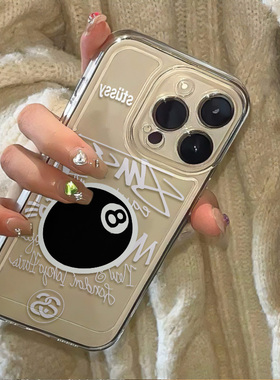 8号台球16E斯图西荣耀300苹果15ProMax透明软S20Pro手机壳RENO13适用iPhone12潮牌NOTE14创意FINDX8SPlus小众