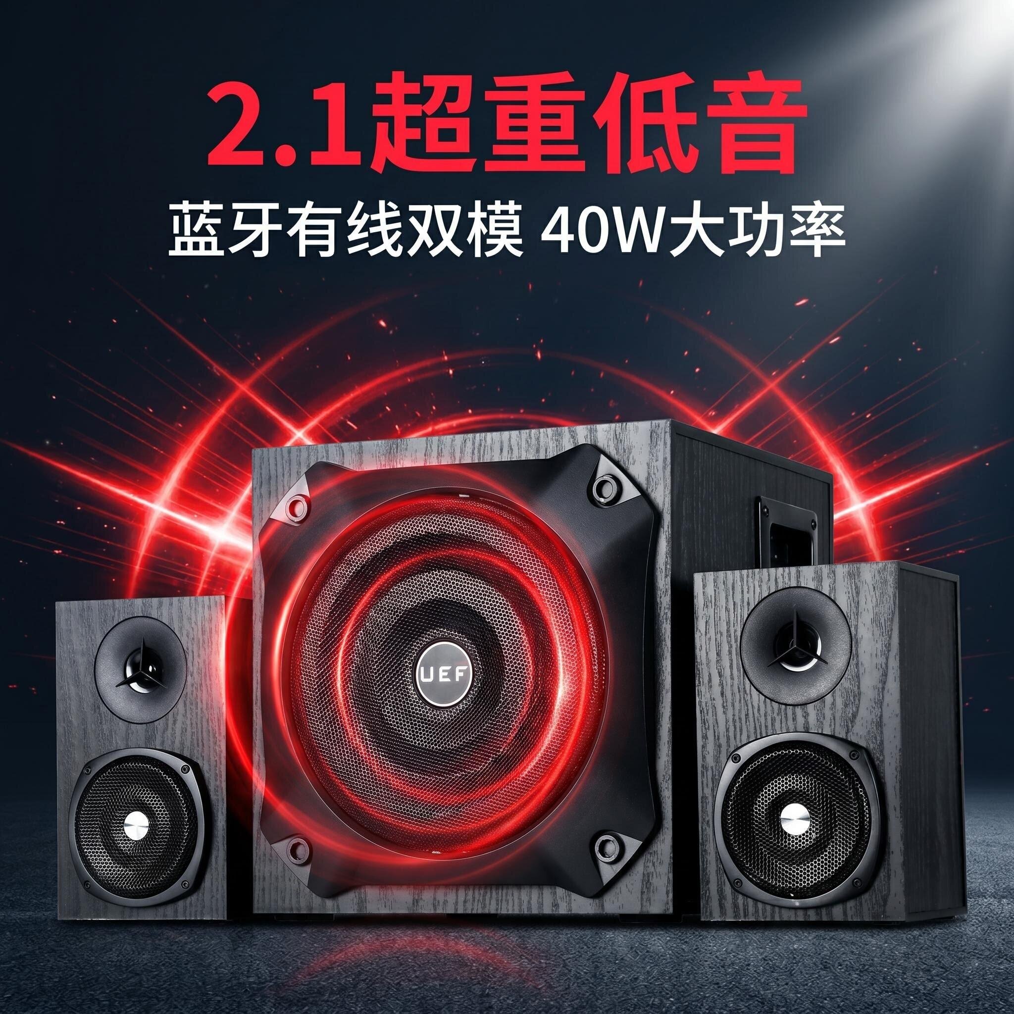 索丽其2.1蓝牙音箱居家大功率超重低音炮木质音响台式电脑音箱