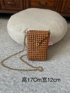 手工藤编手机包斜挎包小包零钱包