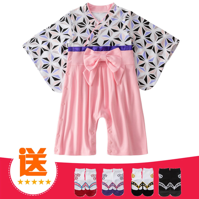 宝宝连体衣纯棉春秋儿童日系和服男女童日式衣服爬爬服婴儿连身衣