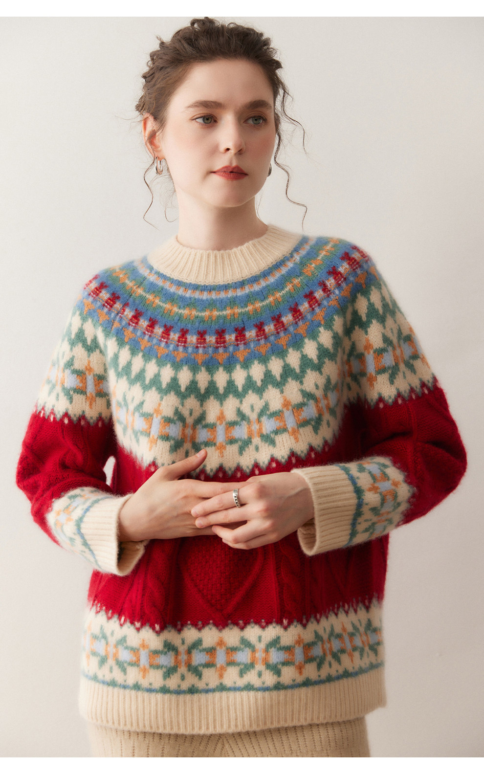 3针6股撞色新年款山羊绒针织套头衫女针织外套毛衣羊绒衫,女装/女士精品,羊绒衫,淘宝优惠券,粉丝福利购,淘宝优惠卷