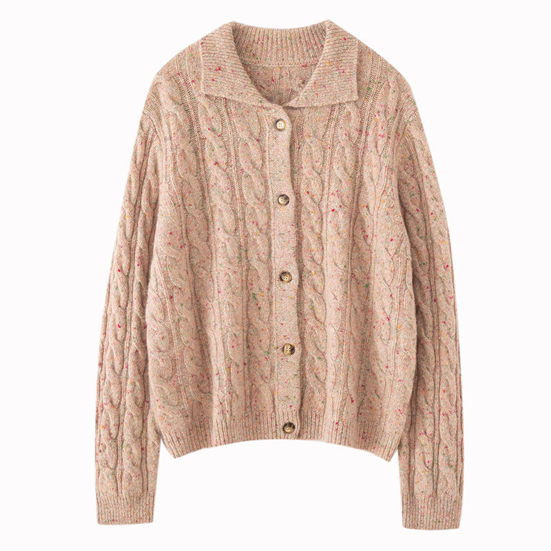 100%山羊绒加厚彩点麻花开衫 女外套羊绒厚款针织毛衣翻领,女装/女士精品,羊绒衫,淘宝优惠券,粉丝福利购,淘宝优惠卷