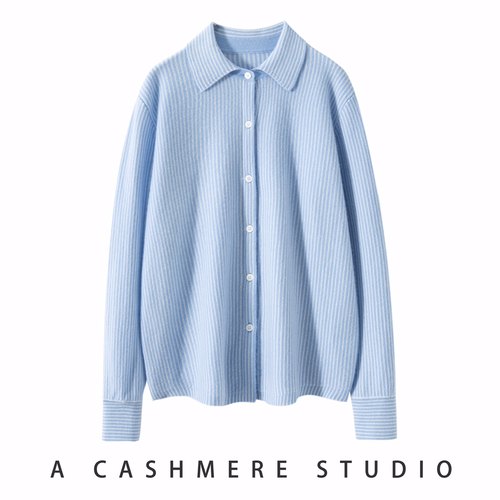 条纹衬衫针织衫山羊绒衫开衫秋冬内搭打底衫针织衫套头衫女