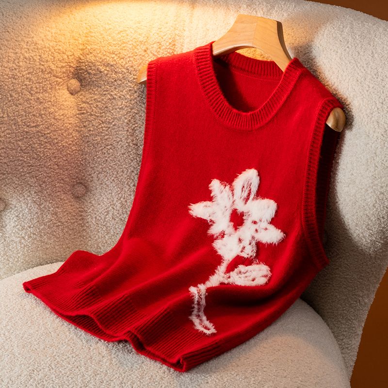 新年版山羊绒马甲背心女套头针织羊绒马甲套头