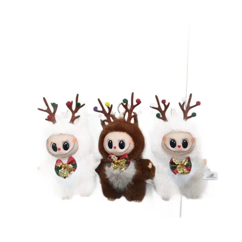 新店广场摆摊爆款圣诞麋鹿拉布布新款潮玩手办 labubu玩偶改娃