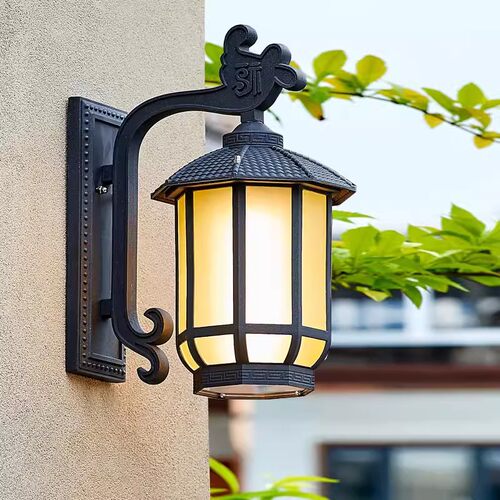 新中式金灯笼壁灯 户外别墅走廊壁灯家用庭院大门柱子防水LED壁灯