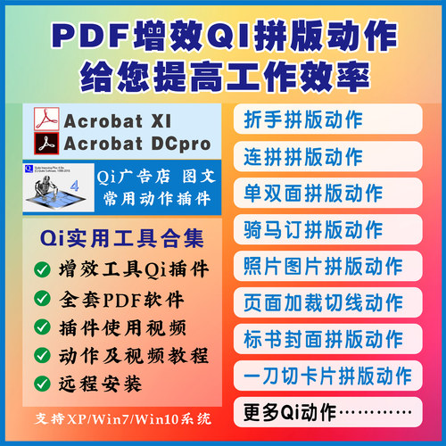 图文快印广告Qi插件PDF增效Acrobat工具自动拼版动作视频教程软件