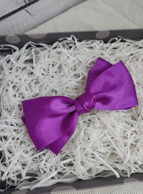 紫色缎面蝴蝶结发顶夹甜美百搭
