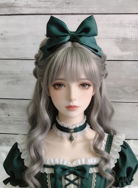 墨绿大蝴蝶结洛丽塔甜美顶夹