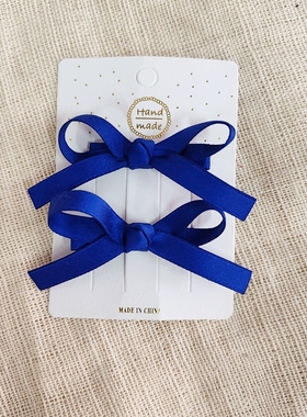 韩版宝蓝色蝴蝶结儿童学生对夹小女孩双马尾发圈气质侧边头发饰品