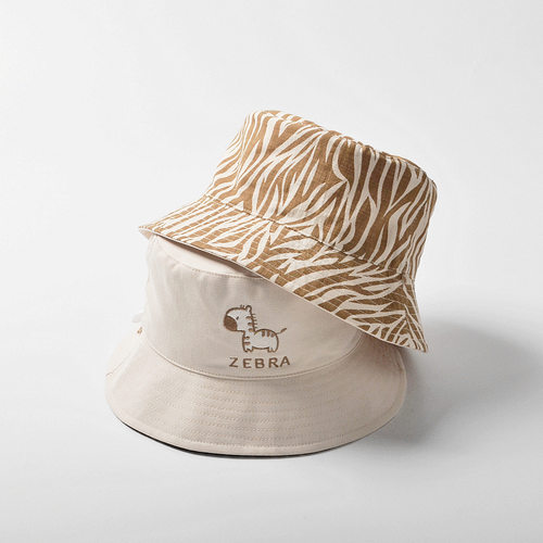 斑马绣花双面戴渔夫帽