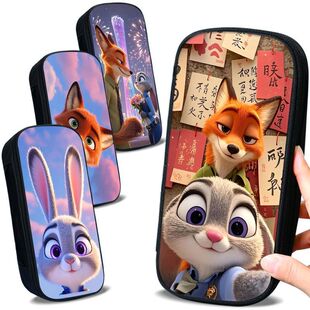 Zootopia疯狂动物城精美笔袋学生大容量帆布文具袋朱迪尼克文具盒